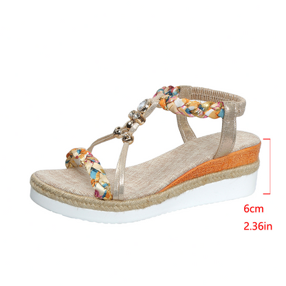 Sandales Bohème Compensées Femme – Élégance & Confort